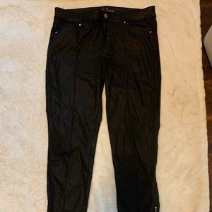 White House Black Market Black Coated Skinny Jeans, Zipper Ankle, Size 6